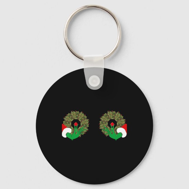 Rolig ful jul matchande par bröst design  nyckelring (Framsida)