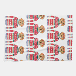 Rolig ful jul tröja, hund som ha på sig kökshandduk