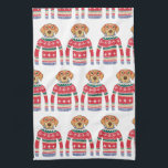 Rolig ful jul tröja, hund som ha på sig kökshandduk<br><div class="desc">Rolig kökshandduk för vinterhelgdagjul som presenterar en hund som ha på sig röda exponeringsglas och "en ful" julnordbotröja.  Faktiskt tänker vi att han är ganska gullig!  Gör den perfekta jul eller vinterfödelsedaggåvan för hund älskare.  Också utmärkt för fula jultröjapartyn och vitelefanthelgdag eller det hemliga Santa gåvautbytet festar.</div>