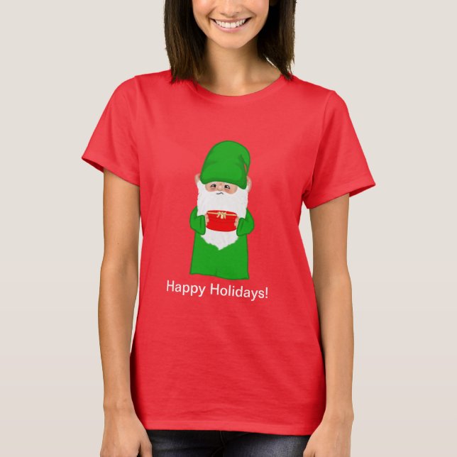 Rolig ful julgnom i grön ful t shirt (Framsida)