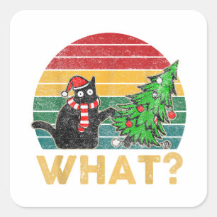 Rolig ful jultröja jul skjorta naughty katt San Fyrkantigt Klistermärke