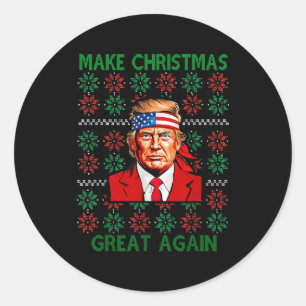Rolig ful jultröja Trump gör jul  Runt Klistermärke