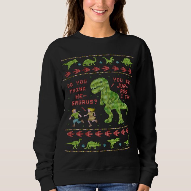 Rolig ful vits för Dinosaur för jultröja | T Rex Shirt (Framsida)