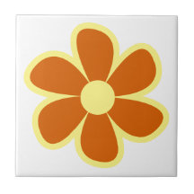 Rolig Funky 60-70-tal Retro Blomma Keramisk Platta