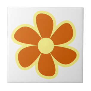 Rolig Funky 60-70-tal Retro Blomma Keramisk Platta Kakelplatta