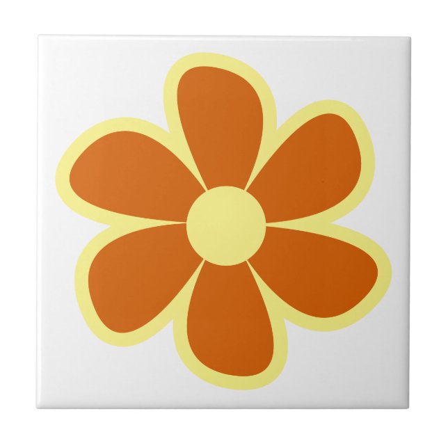 Rolig Funky 60-70-tal Retro Blomma Keramisk Platta Kakelplatta (Framsidan)