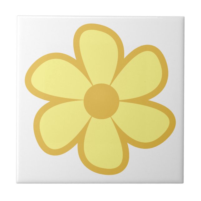 Rolig Funky 60-70-tals Retro Blomma Keramisk Platt Kakelplatta (Framsidan)