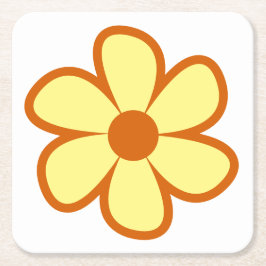 Rolig funky 60-70-tals retro blomma underlägg papper kvadrat