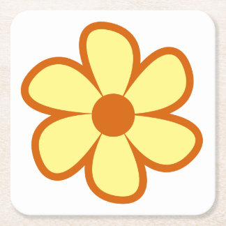 Rolig funky 60-70-tals retro blomma underlägg papper kvadrat
