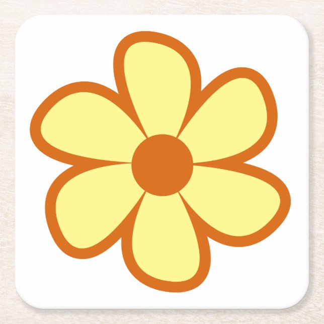 Rolig funky 60-70-tals retro blomma underlägg papper kvadrat (Framsidan)