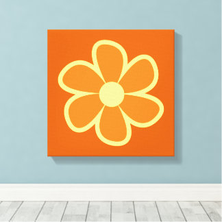 Rolig funky 60-70-tals retroblomma canvastryck