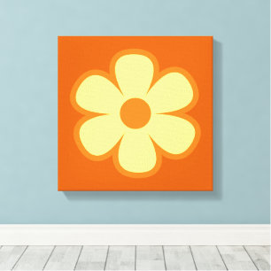 Rolig funky 60-70-tals retroblomma canvastryck