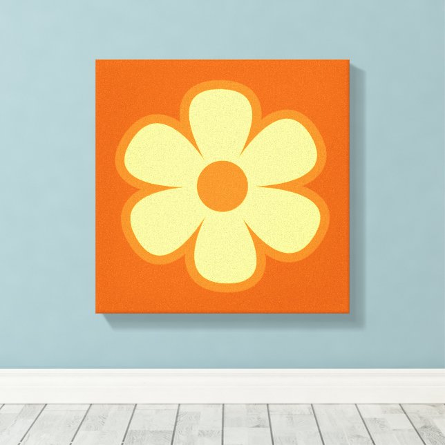 Rolig funky 60-70-tals retroblomma canvastryck (Insitu (trägolv))