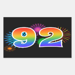 Rolig fyrverkeri + regnbågsmönster "92" Händelsenu Rektangulärt Klistermärke