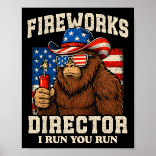Rolig fyrverkeridirektör Bigfoot 4 juli USA F Poster