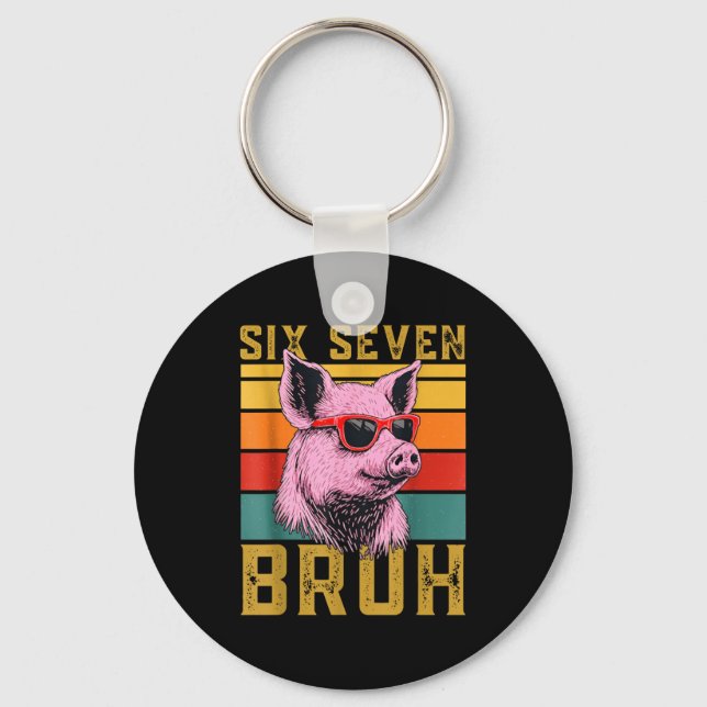 Rolig G 67 6 7 Sex Sju Meme Djur Retro Design  Nyckelring (Framsida)