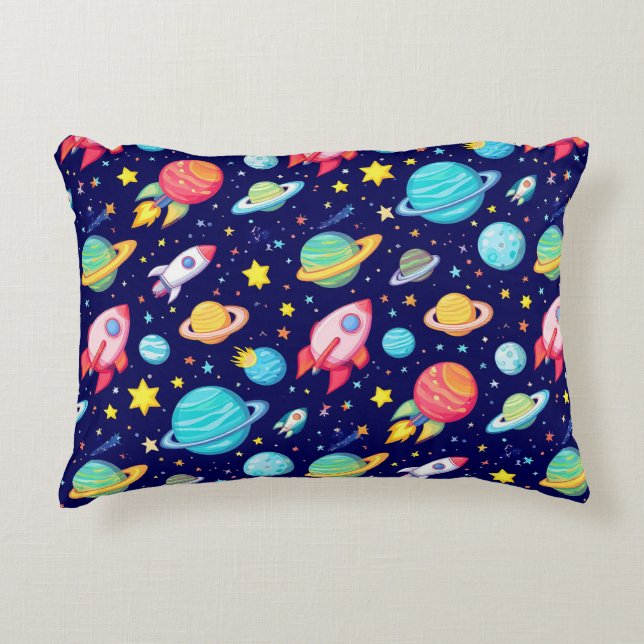 Rolig Galax Planet Barn Astronomi Dekor Prydnadskudde (Framsidan)