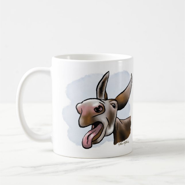 Rolig galen åsna tecknad film kaffemugg (Vänster)