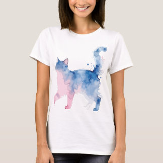 Rolig Galen Katt Dam Arbetar Hemifrån Akvarell T Shirt