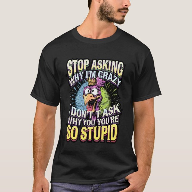 Rolig Galen Kyckling Meme T Shirt (Framsida)