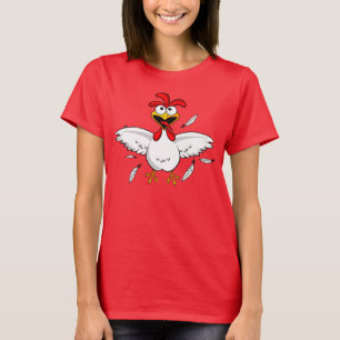 Rolig galen tecknadhöna för röd skjorta tee shirt