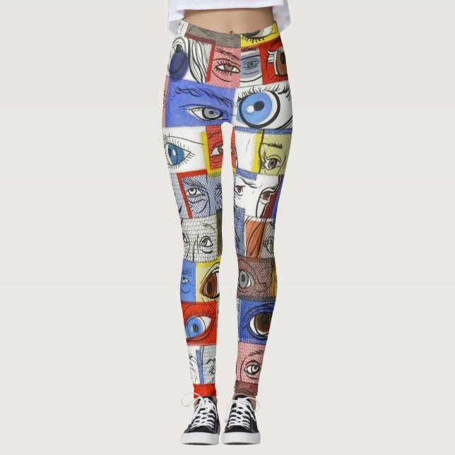 Rolig galen vild och unika ögonglobteckningar leggings (Framsida)