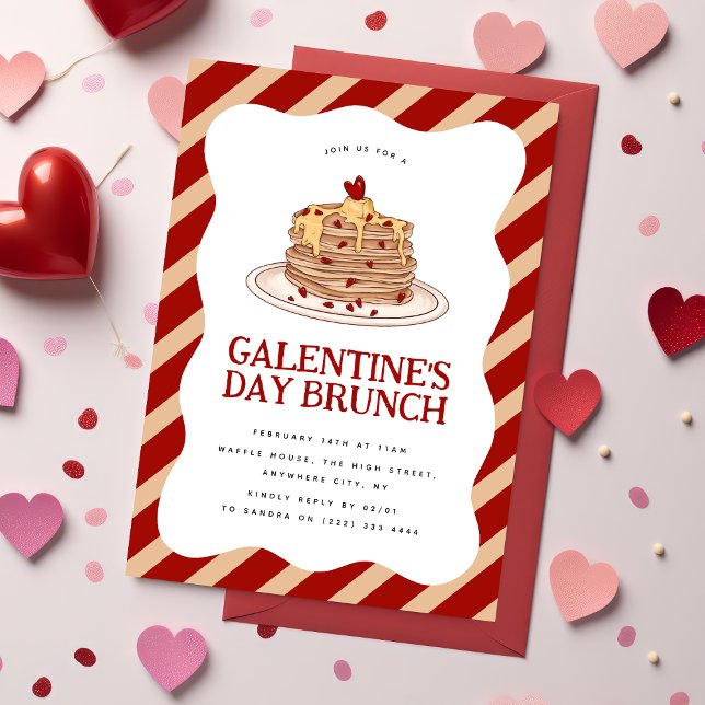 Rolig Galentine's Brunch-pannkaka  Inbjudningar (Skapare uppladdad)