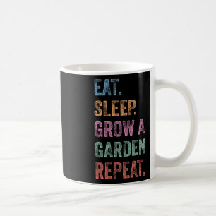 Rolig Gamer Äta Sova Odla En Trädgård Upprepa Vint Kaffemugg