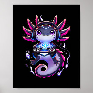 Rolig Gamer Axolotl TV-spel Retro Pojkar Flickor K Poster