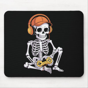 Rolig Gamer Halloween Skelett TV-spel Gaming Musmatta