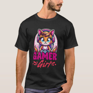 Rolig Gamer Katt Spelande Video Spel Älskare Dator T Shirt