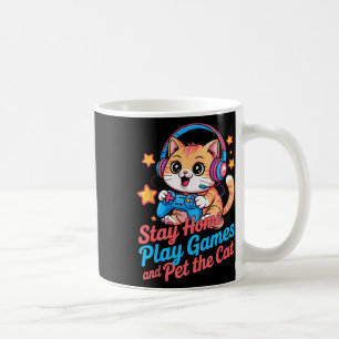 Rolig Gamer Katt Stanna Hemma2 Kaffemugg