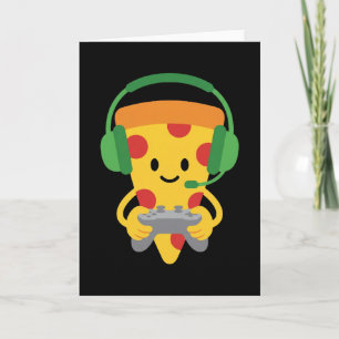 Rolig Gamer Pizza Spelande Videospel Entusiast Poj Kort