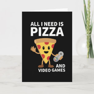 Rolig Gamer Pizza Spelande Videospel Entusiast Poj Kort