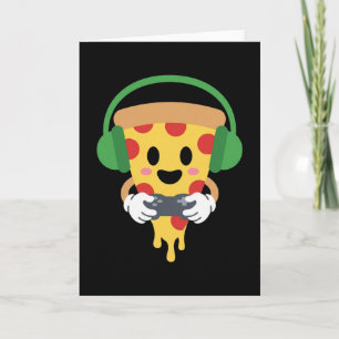 Rolig Gamer Pizza Spelande Videospel Entusiast Poj Kort