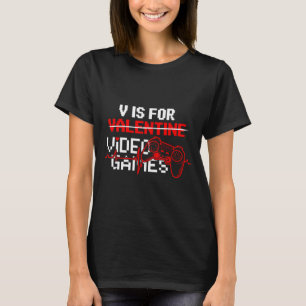 Rolig Gamer V Är För Videospel Pojkar Män Tee Vale