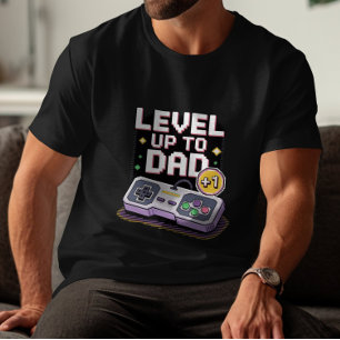 Rolig gamerpappa retro neon fars dag t shirt