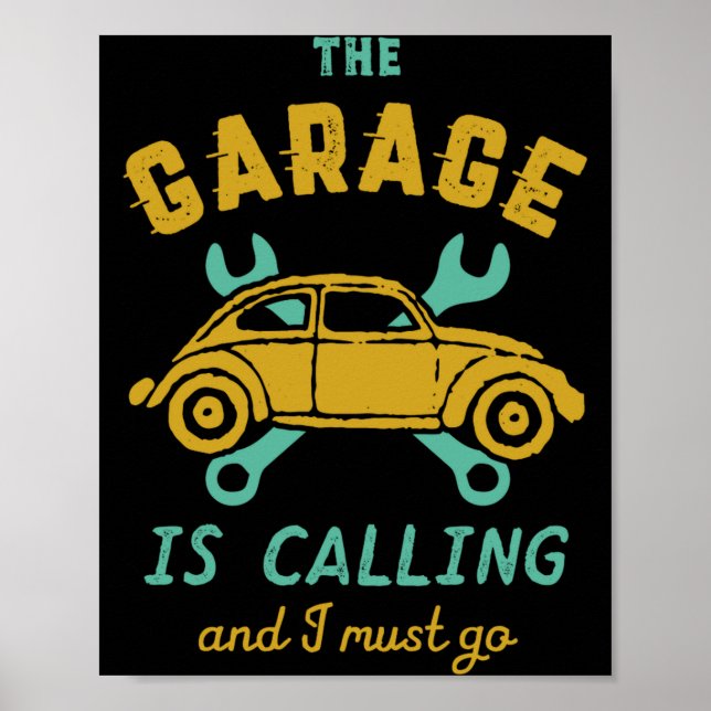 Rolig gammal bilmekaniker garaget ropar  poster (Framsidan)