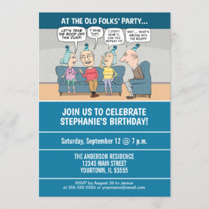 Rolig gammal Folksfödelsedagsfest Inbjudningar