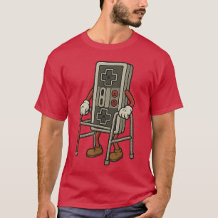 Rolig gammal gamer som spelar retro 80- och 90-tal t shirt