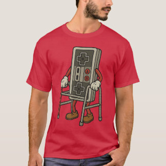 Rolig gammal gamer som spelar retro 80- och 90-tal t shirt