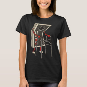 Rolig gammal gamer spelar retro 80-tal 90-tal vide t shirt