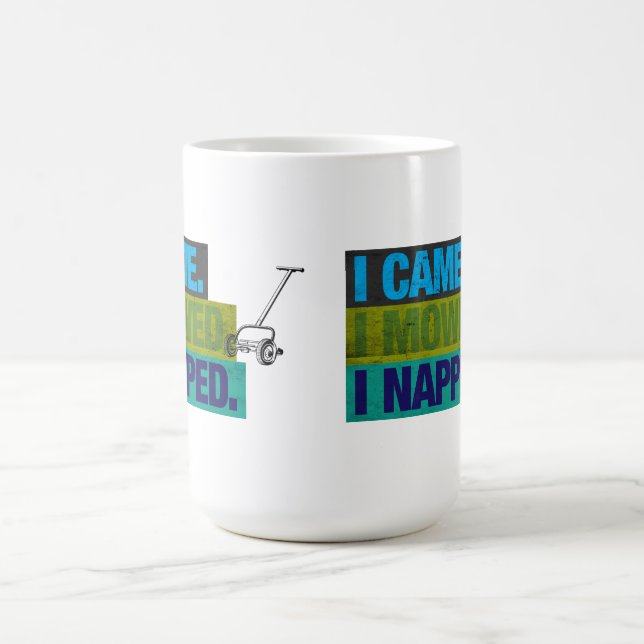 Rolig gammal gräsklippare klippte pappa skämt smör kaffemugg (Center)