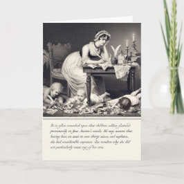 Rolig gammal gravyr av Jane Austen-kort Kort