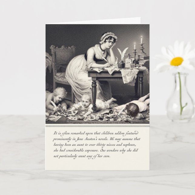 Rolig gammal gravyr av Jane Austen-kort Kort (Liten växt)