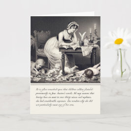 Rolig gammal gravyr av Jane Austen-kort Kort
