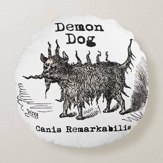 Rolig gammal hunddemon rund kudde (Framsidan)