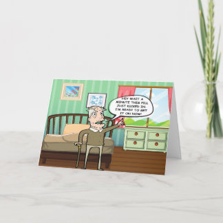 Rolig gammal man redo att festa på Alla hjärtans d Helgkort