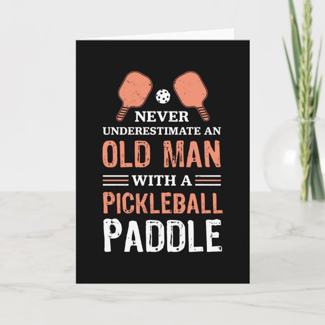 Rolig gammal mans Pickleball paddelpresent Kort (Framsida)