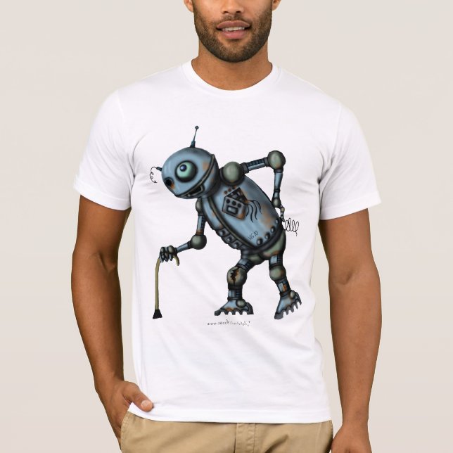 Rolig gammal robott-skjorta design tee (Framsida)